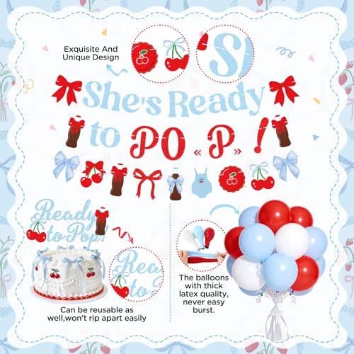Ready to Pop Baby Shower Decorations Set with Banner & Balloons