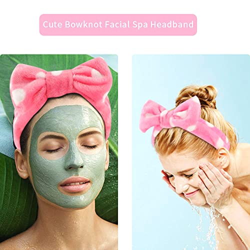 WHAVEL 6 Pack Pink Spa Headbands - Soft Microfiber Face & Hair Wraps for Makeup & Shower, Type 12