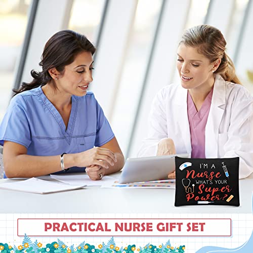 16-Piece Nurse Appreciation Gift Set: 8 Canvas Cosmetic Bags & 8 Bracelets