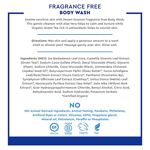 Desert Essence Fragrance-Free Body Wash for Sensitive Skin, 8 fl oz