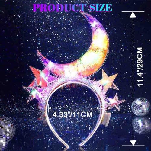 JEWEKY LED Light Up Moon and Star Headband - See Through Party Hair Accessory