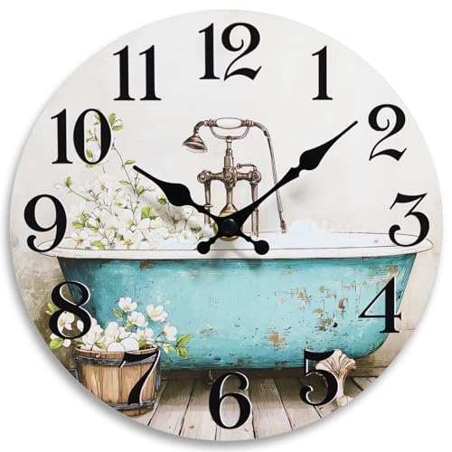 Vintage Waterproof Bathroom Wall Clock - 8 Inch Silent Design