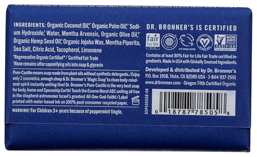 Dr. Bronner's Peppermint Bar Soap - 5 Oz Organic Cleanser