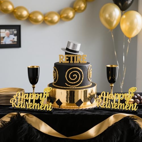 Glitter Gold Happy Retirement Table Centerpieces - Set of 2