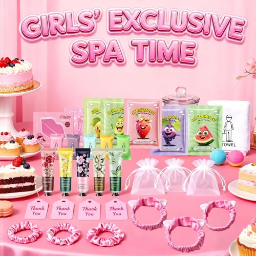 55-Piece Spa Party Supplies Kit for Girls - Skincare Gift Set for Sleepovers