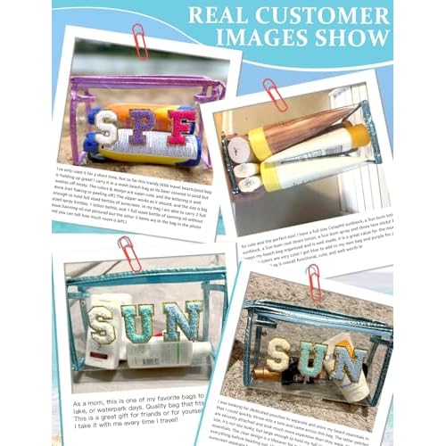 COSHAYSOO Sunscreen Bag Clear Makeup Toiletry Pouch Beach Vacation Essentials for Women Teen Girls Trip Gifts Summer Pool Travel Must Have Accessories Waterproof Stuff