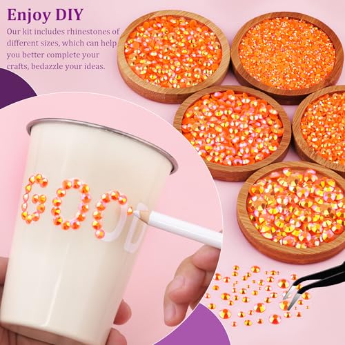 Orange AB Flatback Rhinestones with B7000 Glue Kit for Crafting