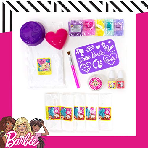 Horizon Group USA Barbie DIY Bath Bomb Kit for Kids - Create 4 Colorful, Fragrant Fizzies with Molds & Glitter - Pink, Yellow, Teal & Purple