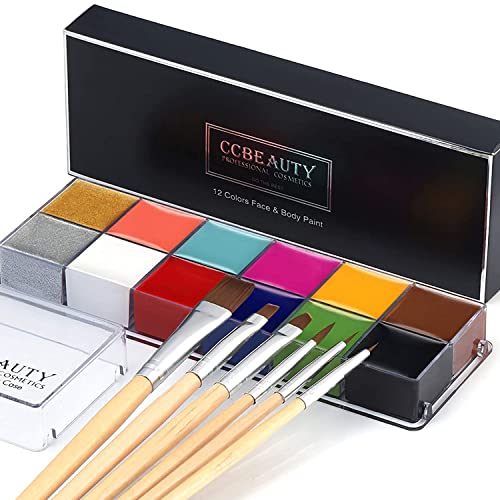 CCbeauty 12-Color Professional Oil-Based Face and Body Paint Palette Kit