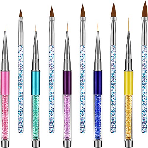 Mudder Nail Art Brushes Set 10-Piece: Nail Liner & Painting Brushes for Gel & Acrylic
