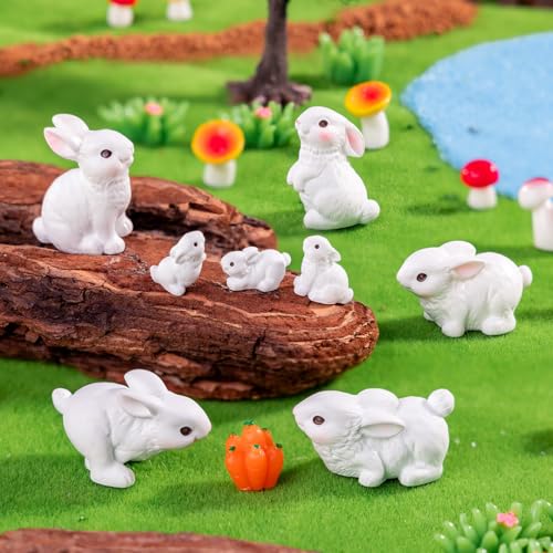 15pcs Mini Rabbit Figurines - Cute Cake Toppers for Easter & Parties