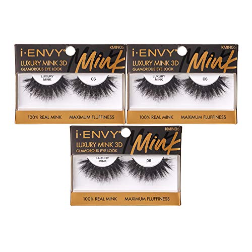 i-ENVY Luxury 3D Real Mink False Eyelashes - 3 Pack Multi-Curl Fluffy Lashes