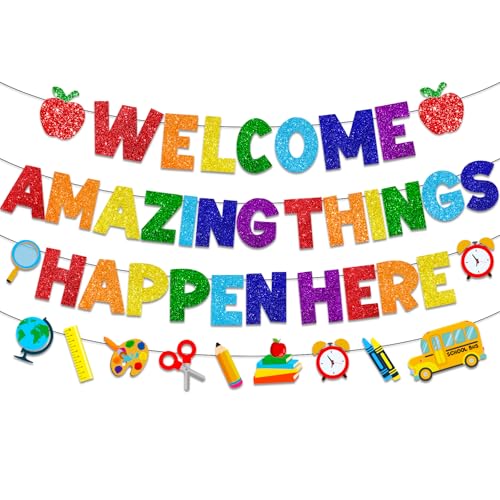 Welcome Banner for Classrooms - Amazing Things Happen Here Decor