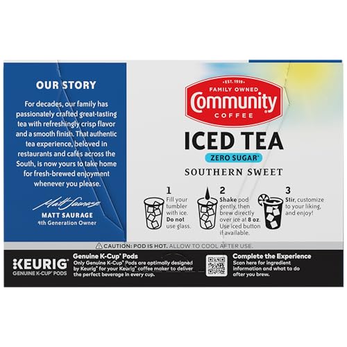 Community Coffee Southern Sweet Iced Tea K-Cup Pods, Sugar Free