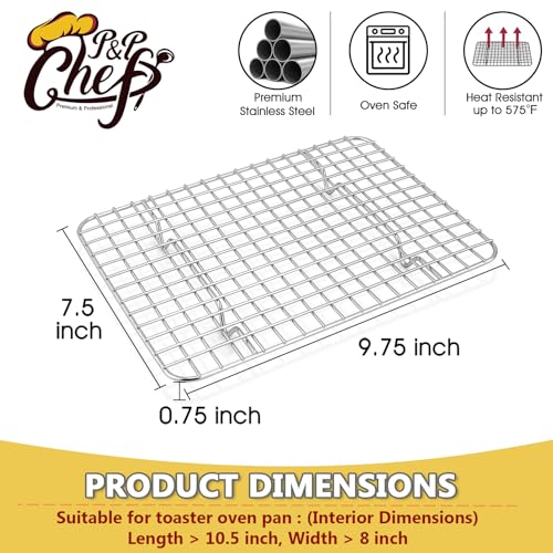P&P CHEF 9.75 Inch Stainless Steel Cooling Racks Set of 2