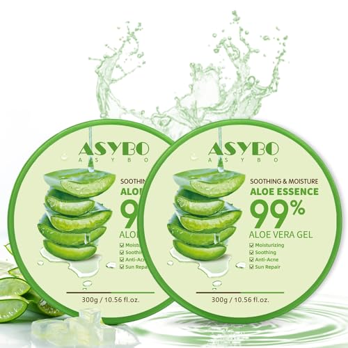 ASYBO Natural Organic Aloe Vera Gel - 21.12 Fl Oz Soothing Skin & Hair Care