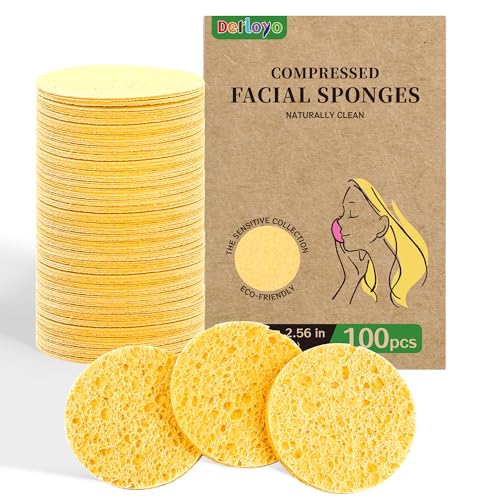 Compressed Facial Sponges - 100 Count Eco-Friendly Makeup Remover