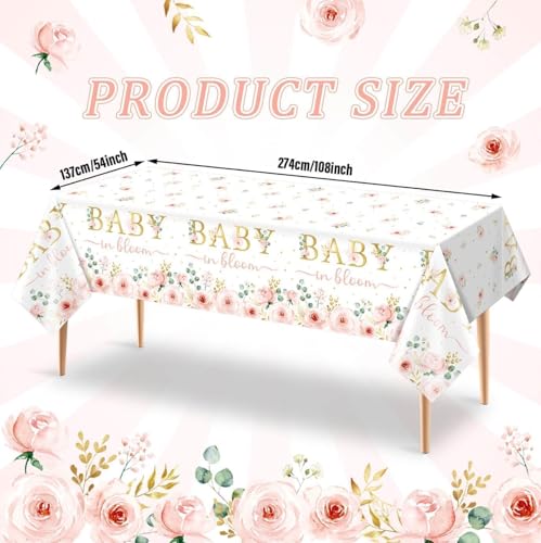 Baby in Bloom Disposable Tablecloths for Baby Showers - 3 Pack