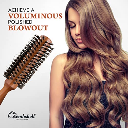 Bombshell 2-Inch Round Hair Brush with Boar Bristle and Birchwood Handle