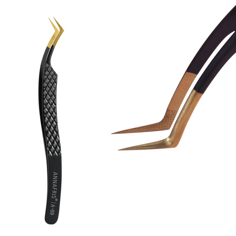 ANNAFRIS Lash Tweezers for Eyelash Extensions,Precision Fiber Tip for Volume Eyelash Extensions,Lash Extension Tweezers for Easy Application and Removal-A09
