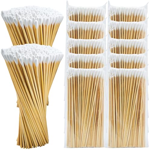 1000PCS Long Cotton Swabs - Round-Tip Bamboo Sticks - Guntechkit