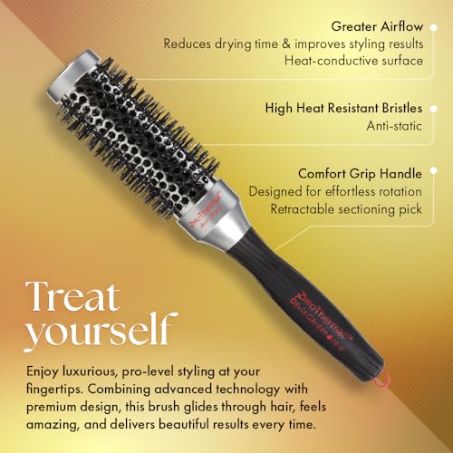 Olivia Garden ProThermal Anti-Static Round Hair Brush, 1 1/4 Inch