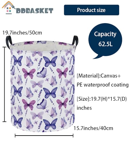 Purple Butterfly Laundry Hamper - Collapsible Storage Bin for Nursery & Home