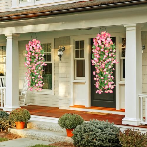 Artificial Morning Glory Vines - 2 Pcs UV Resistant Fake Flowers for Wall Decor