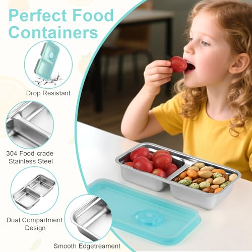 KITHELP 4-Piece Stainless Steel Snack Containers with Lids