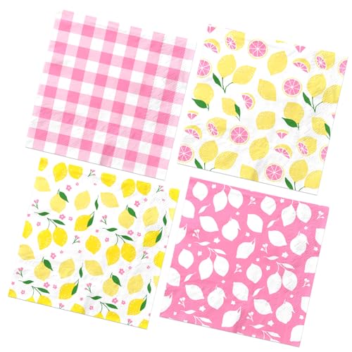 40 Pcs Pink Lemonade Party Napkins - Summer Fruit Theme