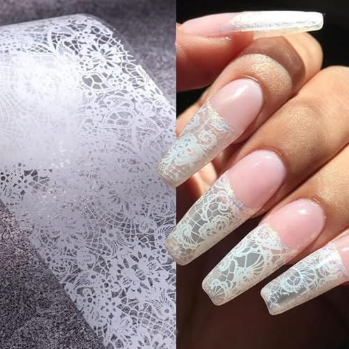 10 Sheets Lace Nail Foil Stickers - Starry Sky Design for Nail Art