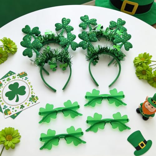 St. Patrick's Day Headbands & Sunglasses Set - 8 Pack Green