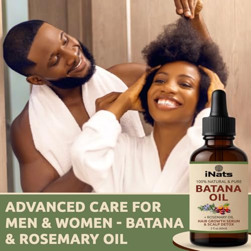 iNats Batana & Rosemary Hair Growth Serum 2 Fl Oz with Organic Ingredients - For Thicker, Longer Hair - Pack of 1
