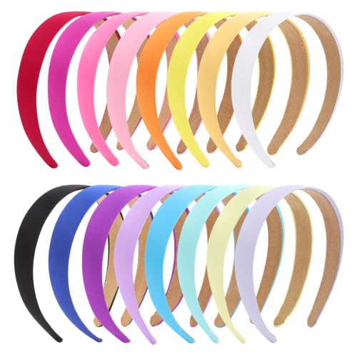 Wecoe Satin Headbands Set E - 16 Pack Hair Bands for Women & Girls