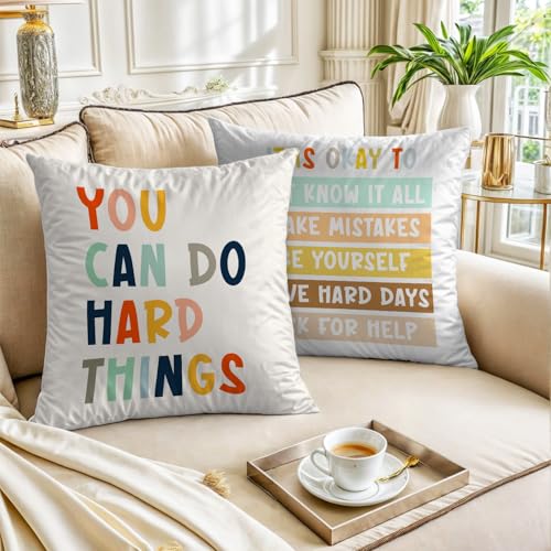 You Can Do Hard Things Throw Pillow Cover 18x18 Inch