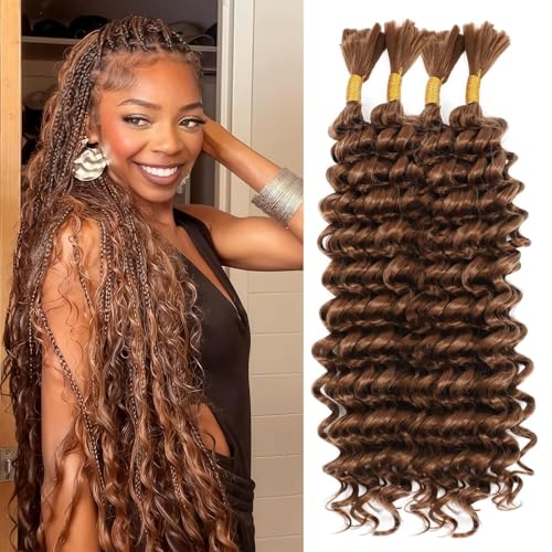 WIGICD 20-Inch Deep Wave Bulk Braiding Hair for Boho Knotless Braids
