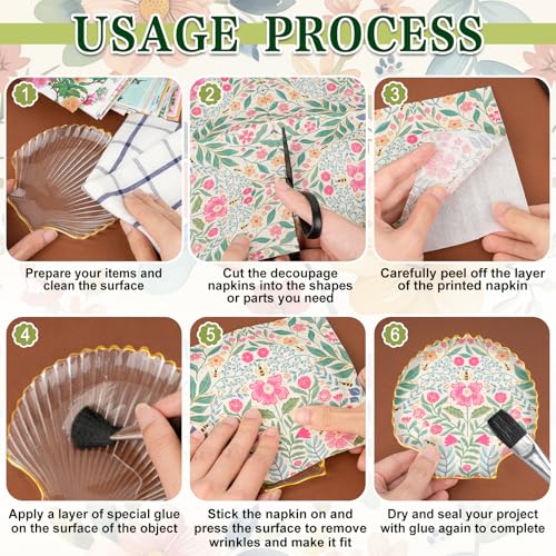 80-Pack Floral Napkins - Assorted Decorative Decoupage Designs for Parties