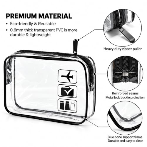 MODENGKONGJIAN TSA Approved 3-Piece Clear Travel Toiletry Bags Multicolor