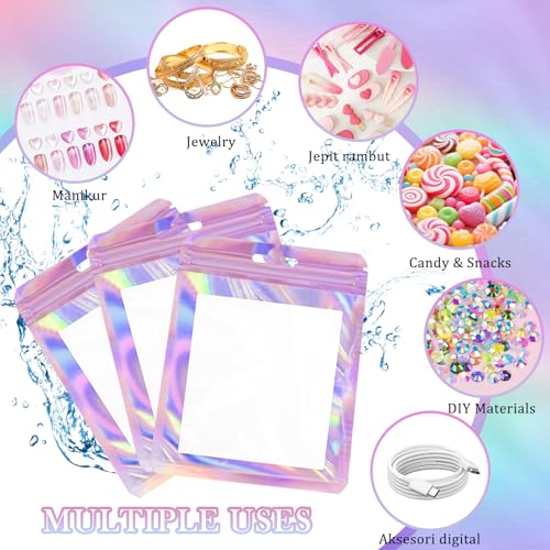 Press-On Nail Stand & Packaging Bag Set - 50 PCS Aurora Pink Storage Kit
