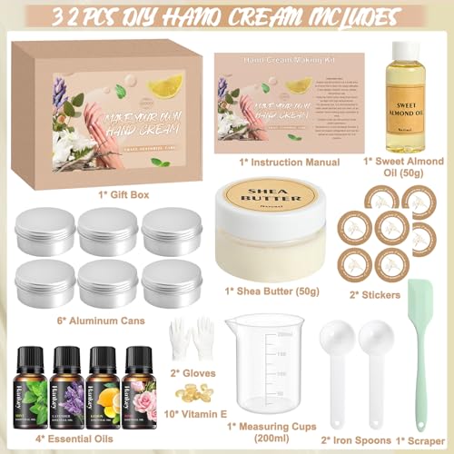Jcoos DIY Hand Cream Making Kit - Brown, Shea Butter & Almond Oil