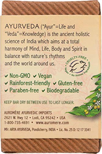 Auromere Ayurvedic Bar Soap - Sandalwood & Turmeric, Vegan, Eco-Friendly, 2 Pack