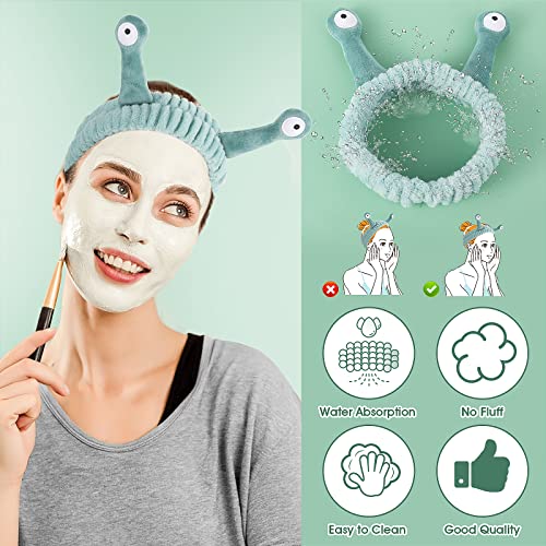WLLHYF Snail Cartoon Spa Headband - Soft Microfiber Fleece for Face Washing