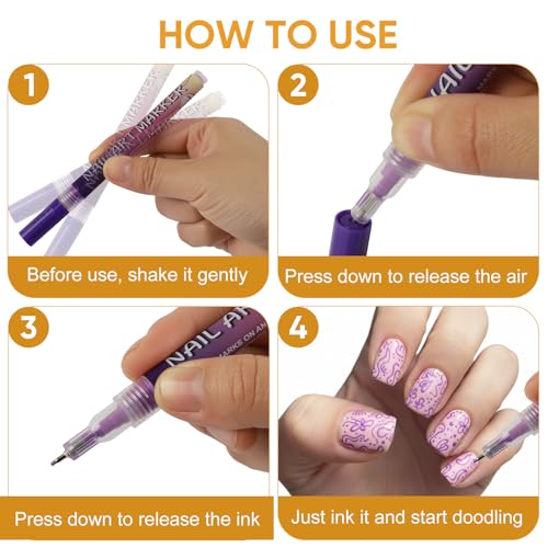 12-Color Nail Art Pens Set for DIY Nail Design & Detailing