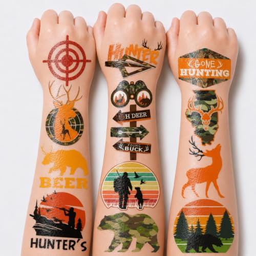 88PCS Kids Hunting Temporary Tattoos Camo & Oh Deer Party Favors