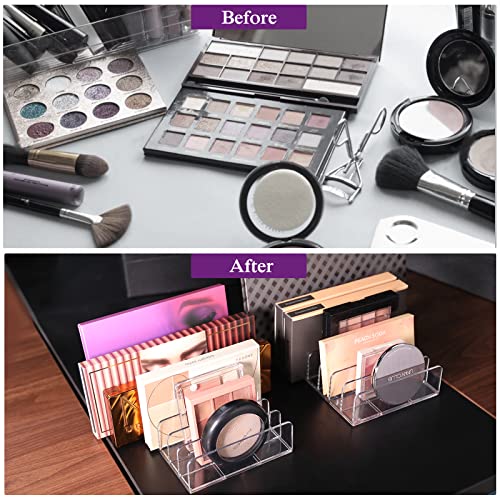 Lolalet 2 Pack Clear Acrylic Makeup Organizer with 14 Slots for Eyeshadows, Blush, Face Powder, Contours & Bronzers
