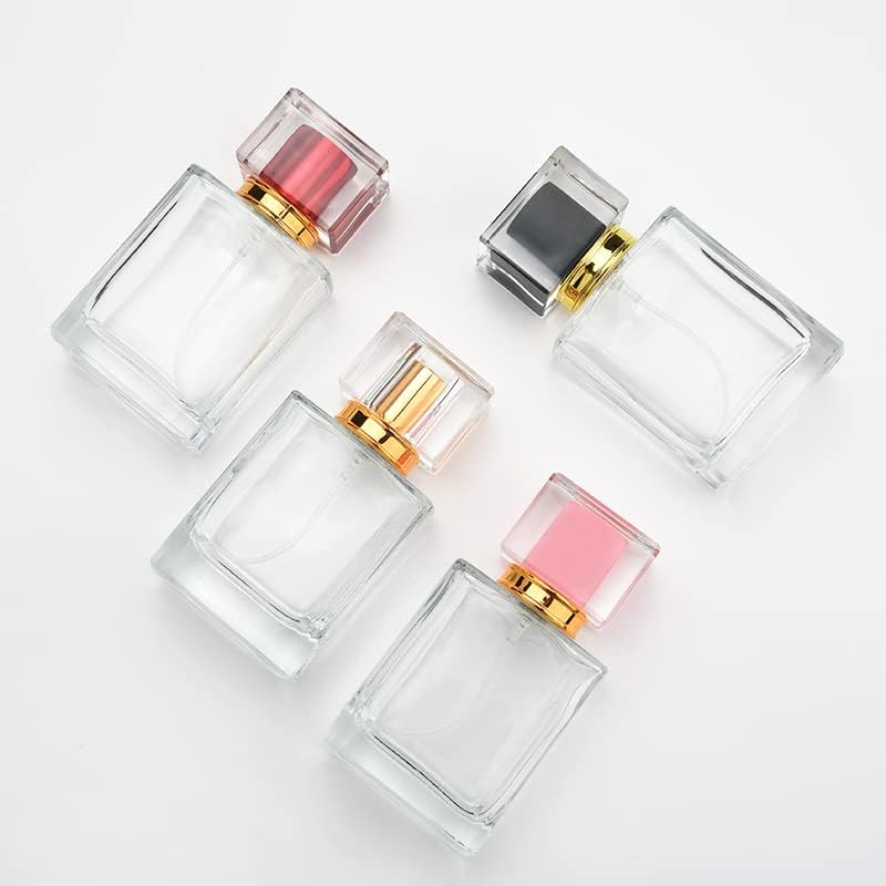 Enslz 50ml Refillable Glass Perfume Bottle - Gold Travel Atomizer with Funnels