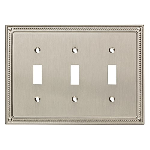 Franklin Brass Classic Beaded Triple Toggle Wall Plate - Brushed Nickel