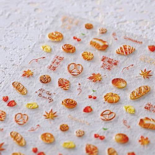 1 Sheets Autumn Nail Art Stickers Embossed Strawberry Cherry Maple