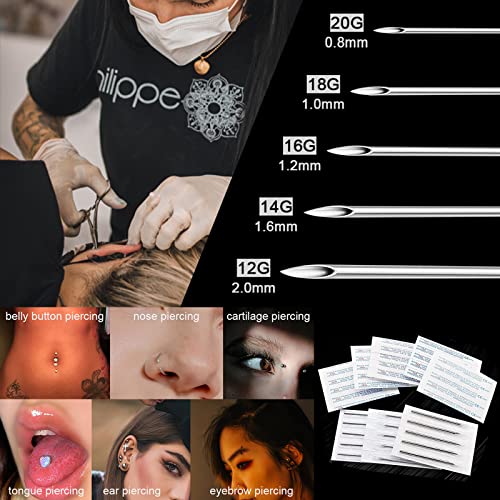 Lyuxzad 50Pcs Mixed Ear Nose Piercing Catheters - 12G to 20G
