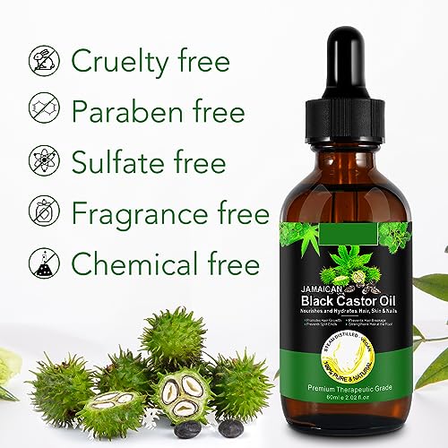 Organic Black Castor Oil for Hair Growth & Moisturizing Skin - 2 Fl Oz